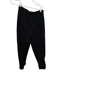 Quince Flowknit Black Jogger Pants Women’s M Mid Rise Drawstring Pockets